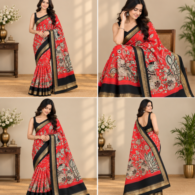 Chiffon Georgette with Kalamkari border