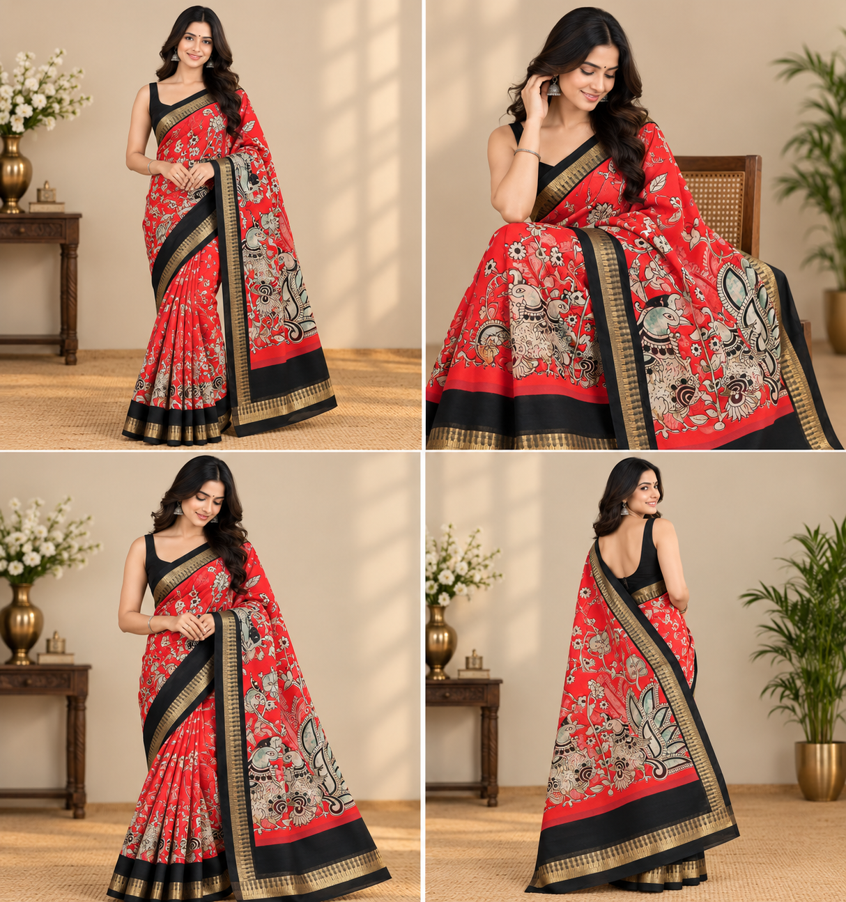 Chiffon Georgette with Kalamkari border