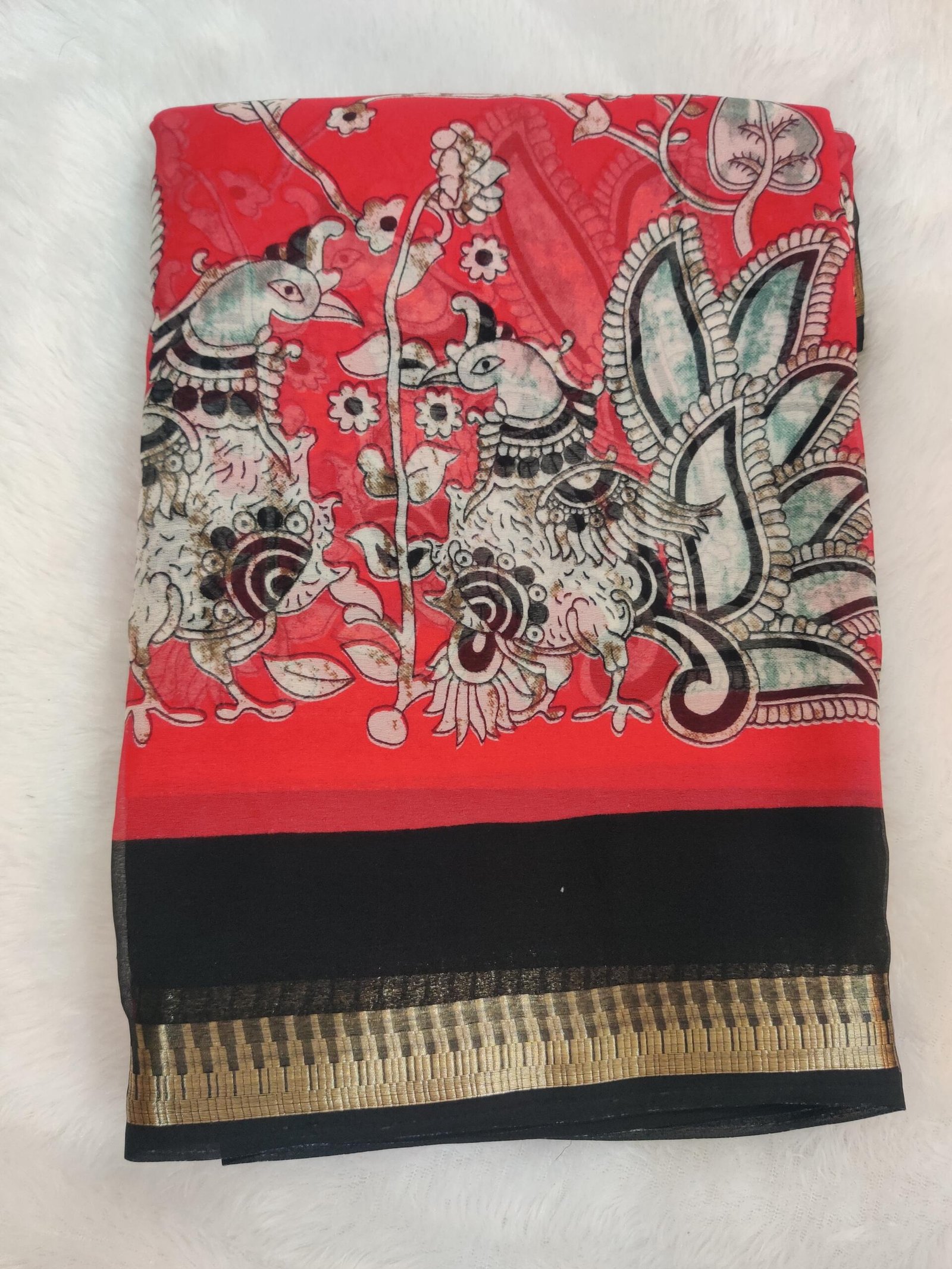 Chiffon Georgette with Kalamkari border - Image 6