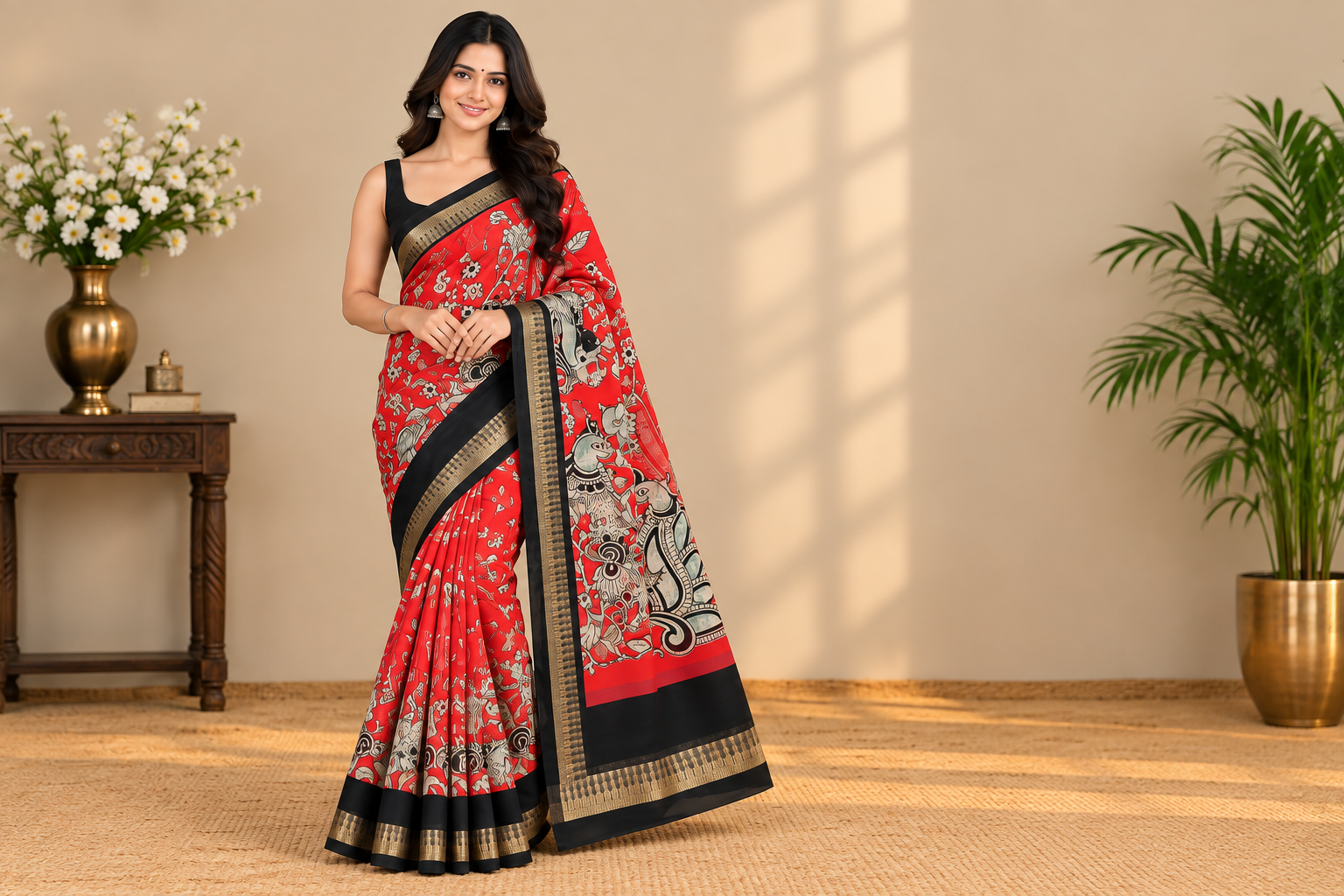 Chiffon Georgette with Kalamkari border - Image 2