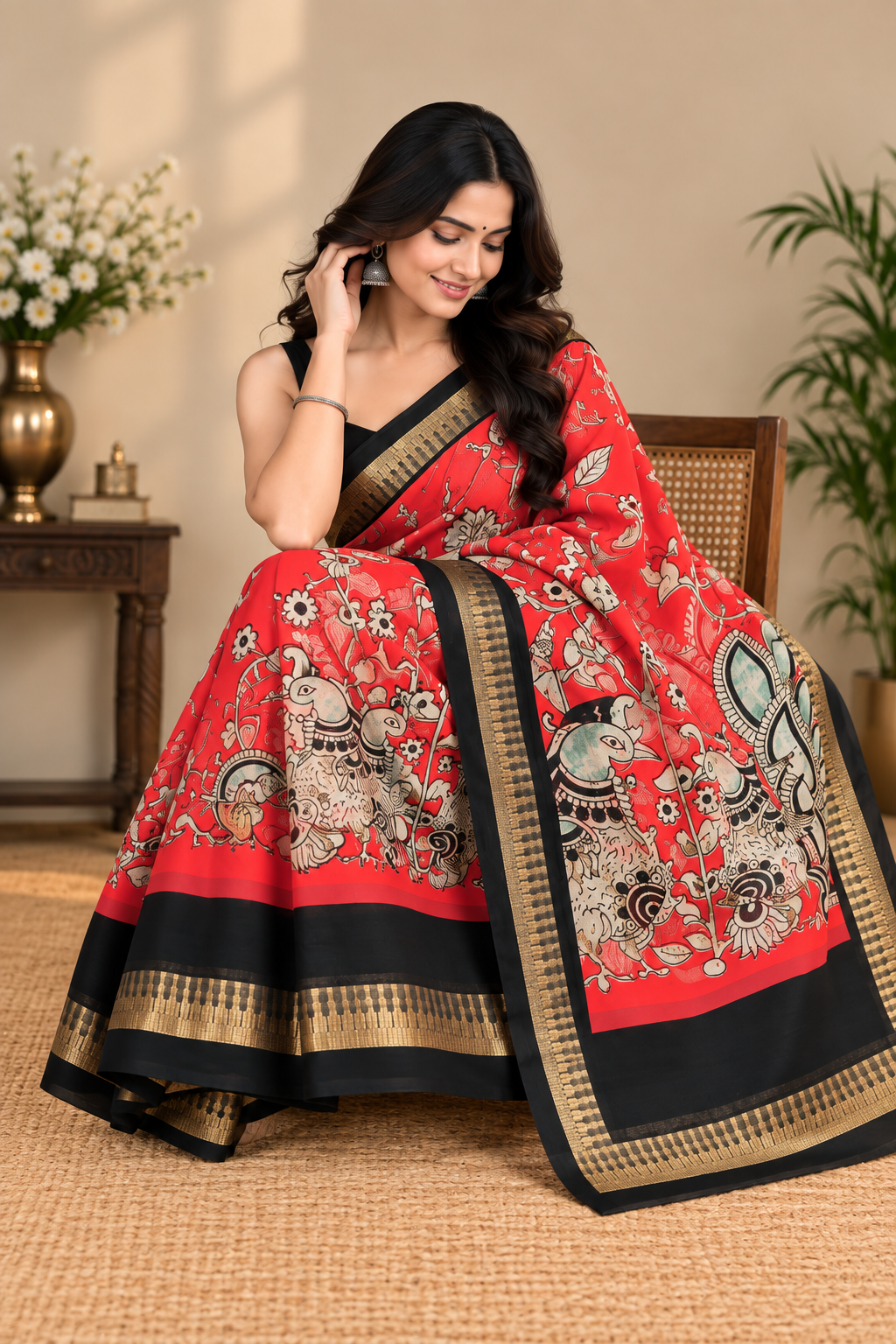 Chiffon Georgette with Kalamkari border - Image 3