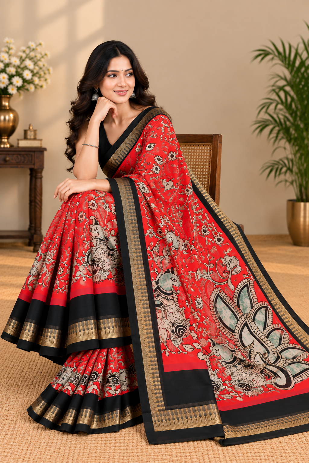 Chiffon Georgette with Kalamkari border - Image 4
