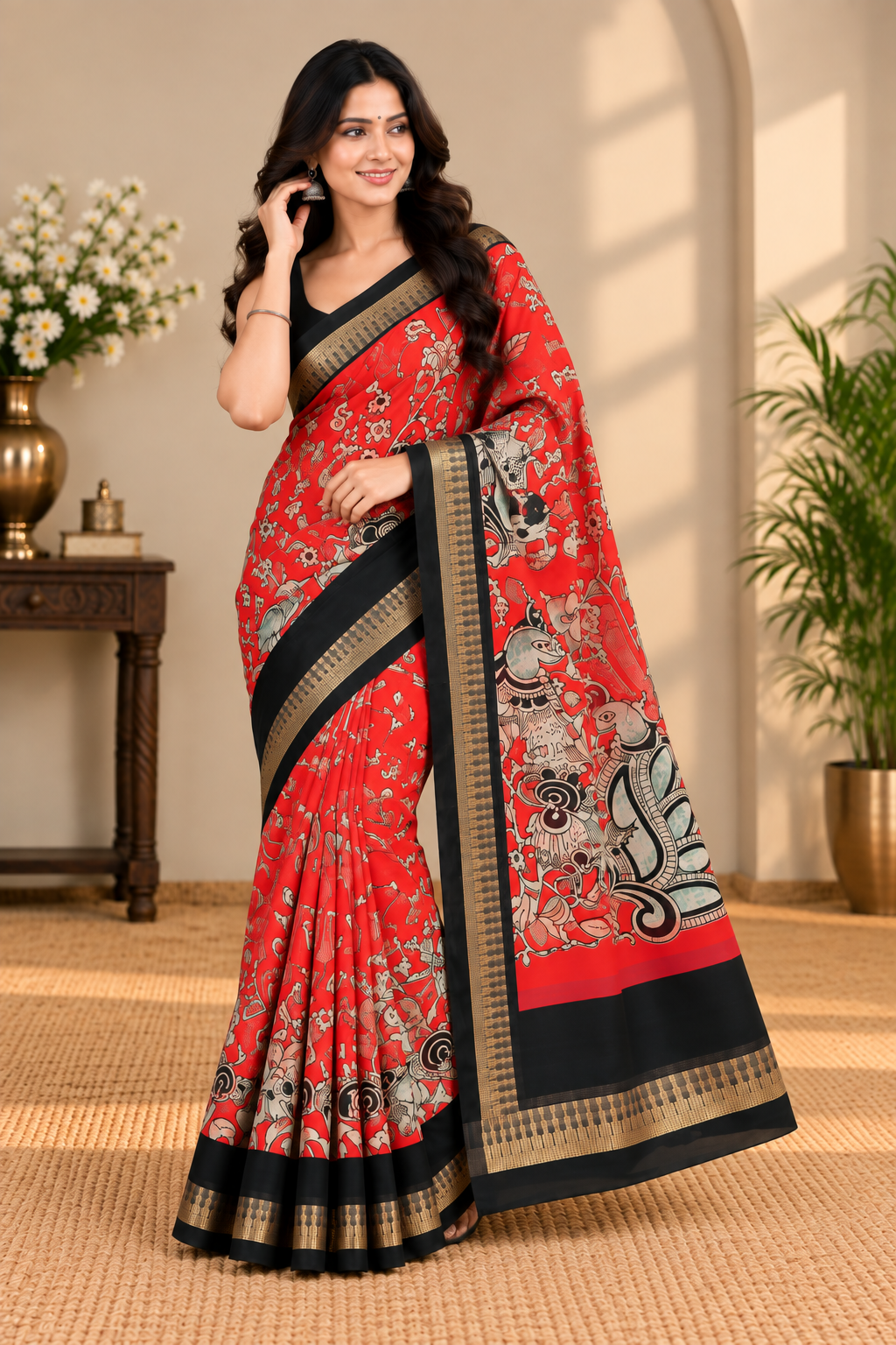 Chiffon Georgette with Kalamkari border - Image 5